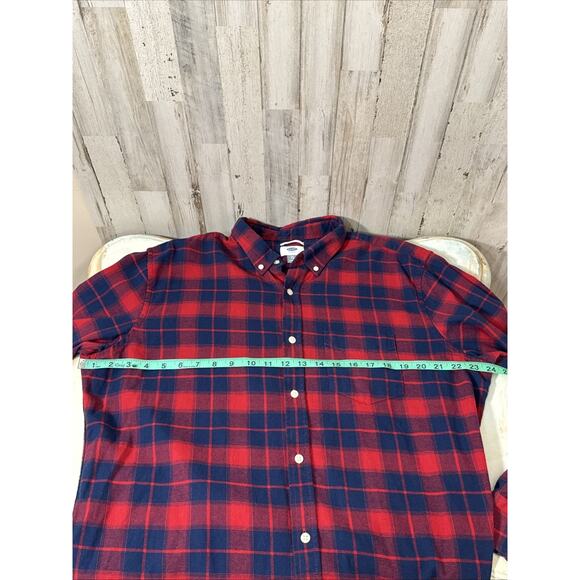 Old Navy Men’s Red And Navy Plaid Flannel Size XL - Picture 8 of 11